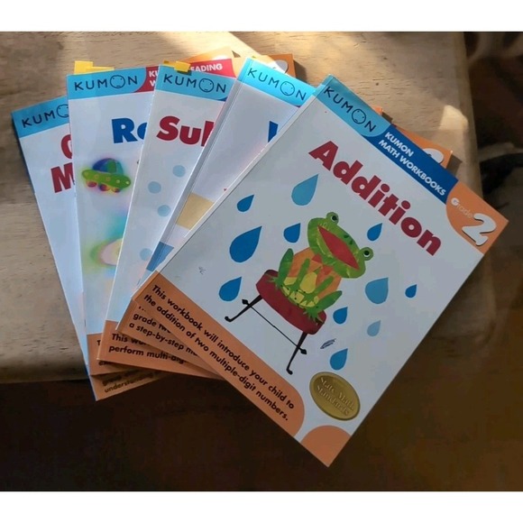 Lot‎ Of 5 Kumon Homeschool Reading Writing Addition Subtraction Geometry Grade 2 - Picture 2 of 10